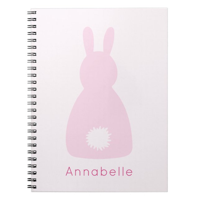 Girls Blush Pink Bunny Rabbit Notebook (Front)