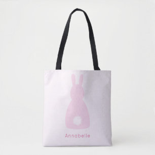 Girls Blush Pink Bunny Rabbit Tote Bag