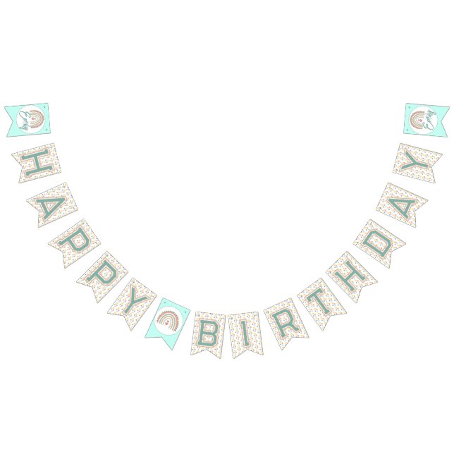Girl's Boho Birthday Magic Mint green Bunting (All)