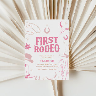 Girls' Boho Retro First Rodeo Cowgirl 1st Birthday Invitation