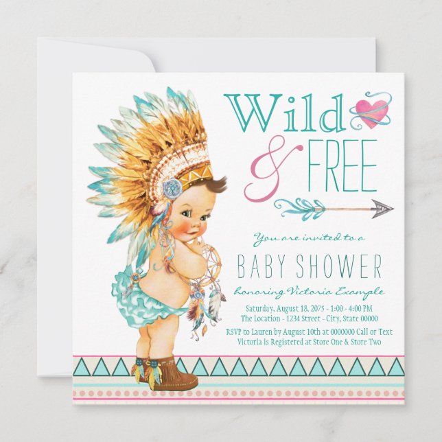 Girls Boho Tribal Baby Shower Invitation (Front)