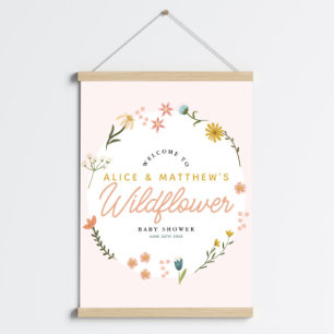 Girls Boho Wildflower Baby Shower Welcome Sign