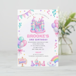 Girls Bouncy Castle Birthday Party Invitation