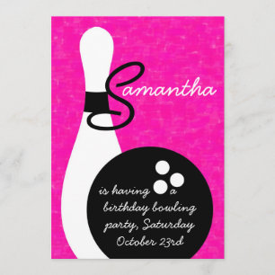 Girls Bowling Birthday Party Invitation