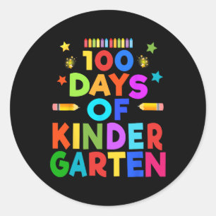 Girls Boys 100 Days Of Kindergarten Celebration Ki Classic Round Sticker