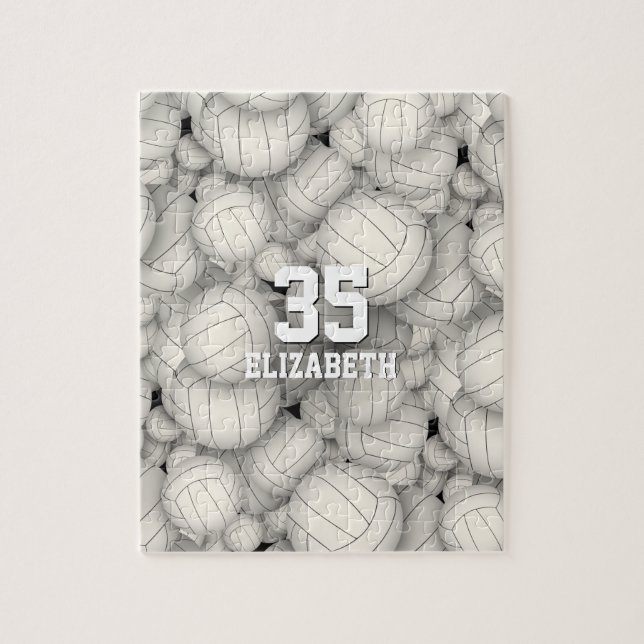 girls boys a bunch of volleyballs jigsaw puzzle (Vertical)