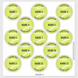 girls boys custom players names tennis stickers