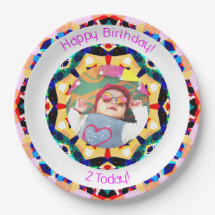 Girls Boys Happy Birthday Star Custom Age Photo Paper Plate