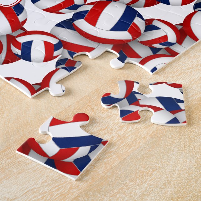 girls boys name red blue volleyball team colours jigsaw puzzle (Side)