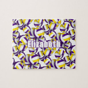girls boys purple gold volleyball team colours jigsaw puzzle