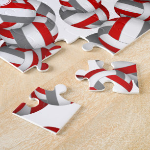 girls boys red grey team colours volleyball jigsaw puzzle