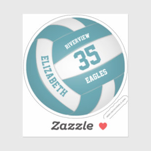 girls boys simple teal white volleyball