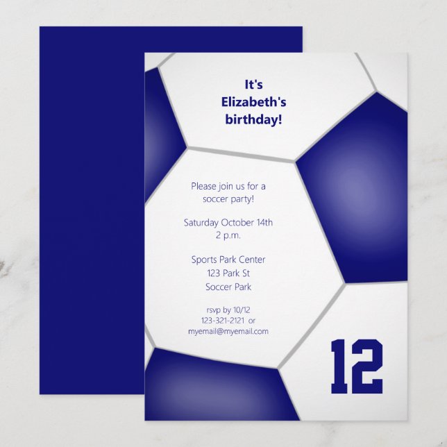 girls boys sports birthday soccer celebration invitation (Front/Back)