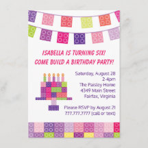 Girl's Building Bricks Blocks Birthday Party