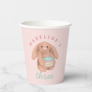 Girls Bunny and Cake Girls Cute Birthday Paper Cups