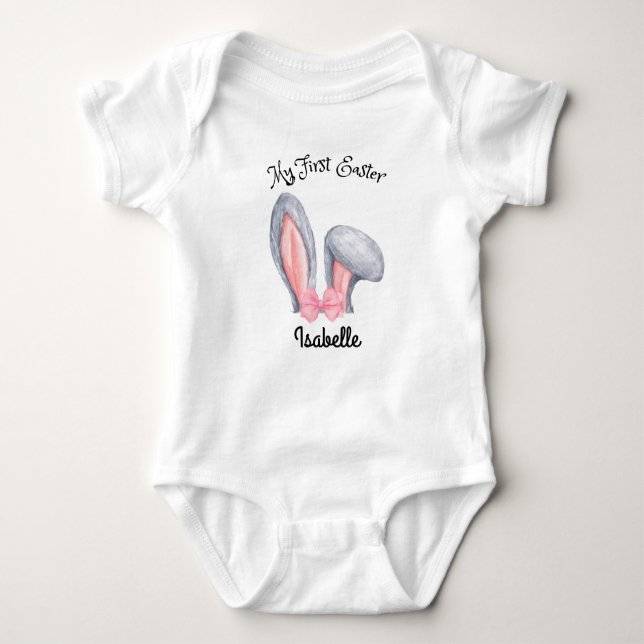 Girls Bunny Ears My First Easter Bodysuit (Front)