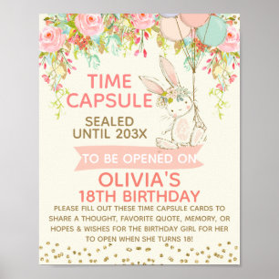 Girls Bunny Time Capsule Sign 8x10 inch