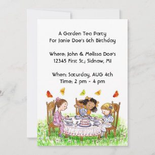 Girls & Butterflies Tea Party Garden Invitations
