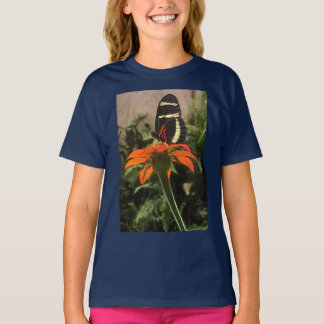 Girl's butterfly on flower shirt
