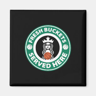 Girls Bysketbyll Fun Logo Serving Buckets Cool Tee Magnet