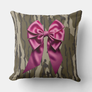 Girls Camo Pink Ribbon Bow Bottom Lands Camo Cushion