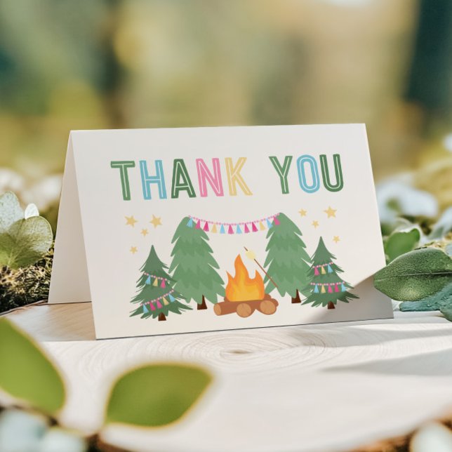 Girl's Camping Folded Thank You Cards (Creator Uploaded)