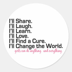 girls can do anything (girl power) classic round sticker