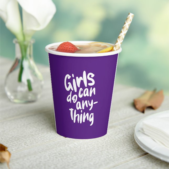 Girls can do anything purple  paper cups (Insitu)