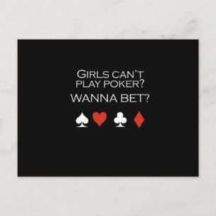 Girls cant play poker T-shirt white Postcard