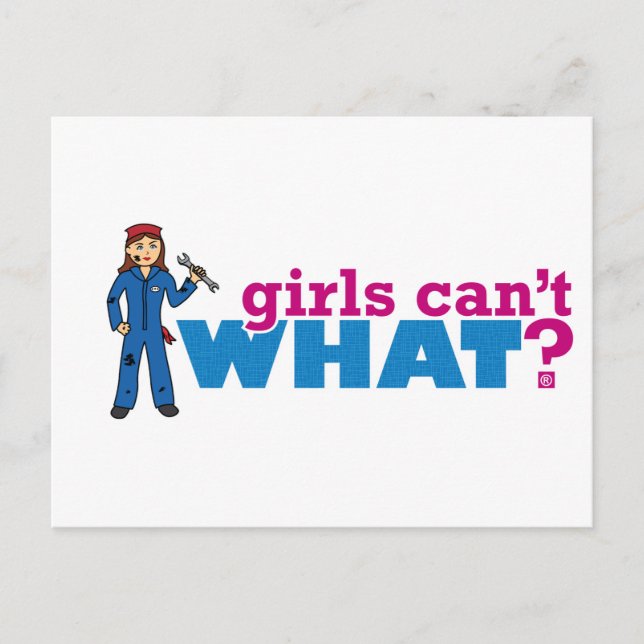 Girls Can't WHAT? ColorizeME Custom Design Postcard (Front)