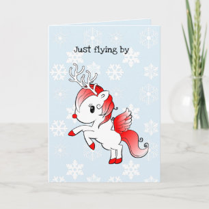 Girls Cartoon Rudolph the Reindeer Christmas Card