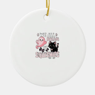 Girls Cat Pink Halloween Squishy We All Dream Of S Ceramic Ornament