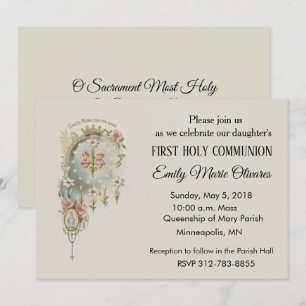Girl's Catholic First Holy Communion Invitations