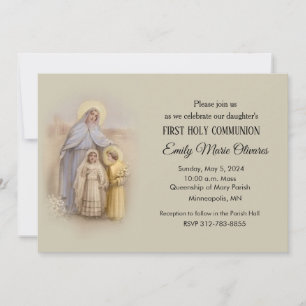 Girl's Catholic First Holy Communion Invitations