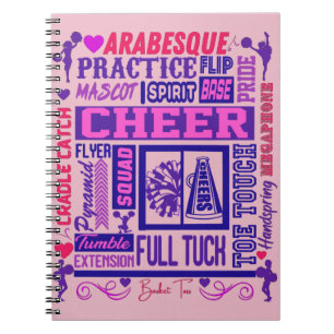 Girls Cheerleading Purple Typography Notebook