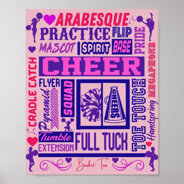 Girls Cheerleading Purple Typography  Poster (Front)
