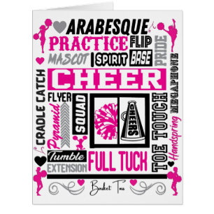 Girls Cheerleading Typography in Black and Pink