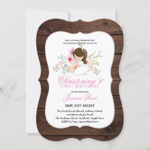 Girls CHRISTENING and 1st BIRTHDAY Girl Floral Invitation