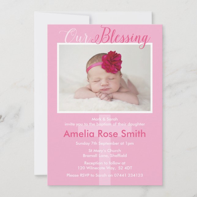 Girls Christening/Baptism Invitation (Front)