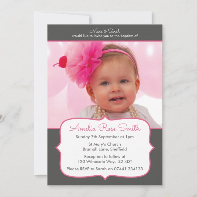Girls Christening/Baptism Invitation (Front)