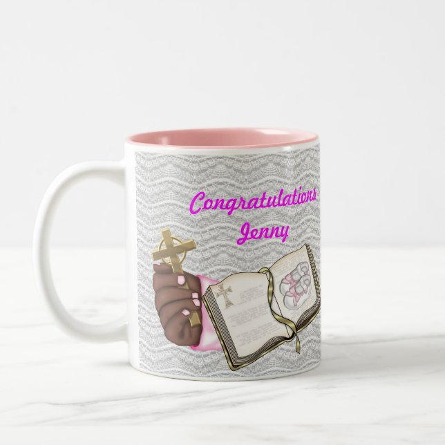Girls Christening Book Two-Tone Coffee Mug (Left)