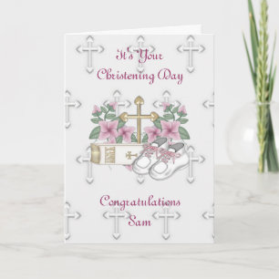 Girls Christening Shoes Card