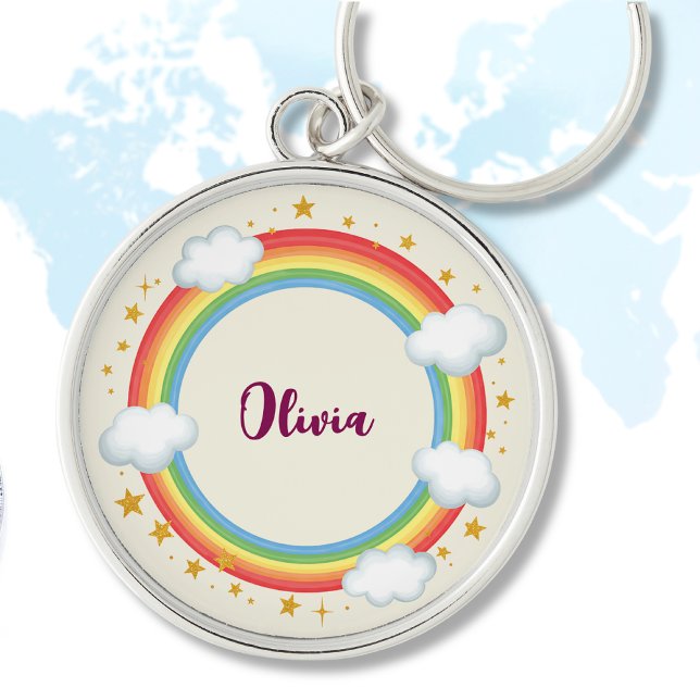 Girls'   Circle Rainbow Name Frame Key Ring (Creator Uploaded)