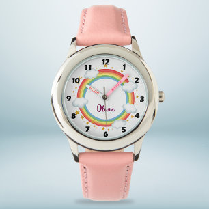 Girls'  Circle Rainbow Name Frame Watch
