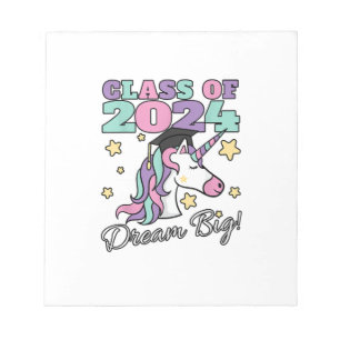Girls Class of 2024 Magical Unicorn Graduation Cap Notepad