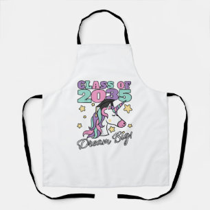 Girls Class of 2035 Magical Unicorn Graduation Cap Apron