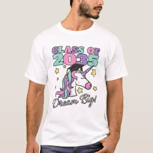 Girls Class of 2035 Magical Unicorn Graduation Cap T-Shirt