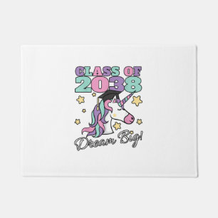 Girls Class of 2038 Magical Unicorn Graduation Cap Doormat