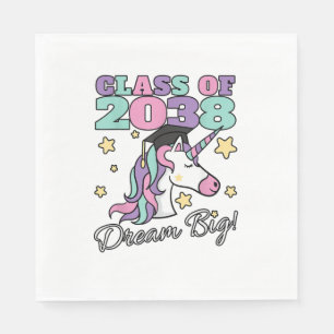 Girls Class of 2038 Magical Unicorn Graduation Cap Napkin