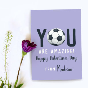 Girls Classroom Soccer Valentines Card 